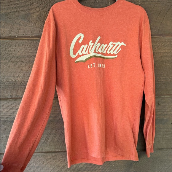 Carhartt Loose Fit Long Sleeve Logo Tee Men’s Small – Burnt Orange - Picture 3 of 6
